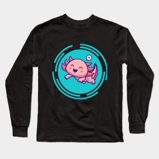 Cute Axolotl With Love Heart Long Sleeve T-Shirt